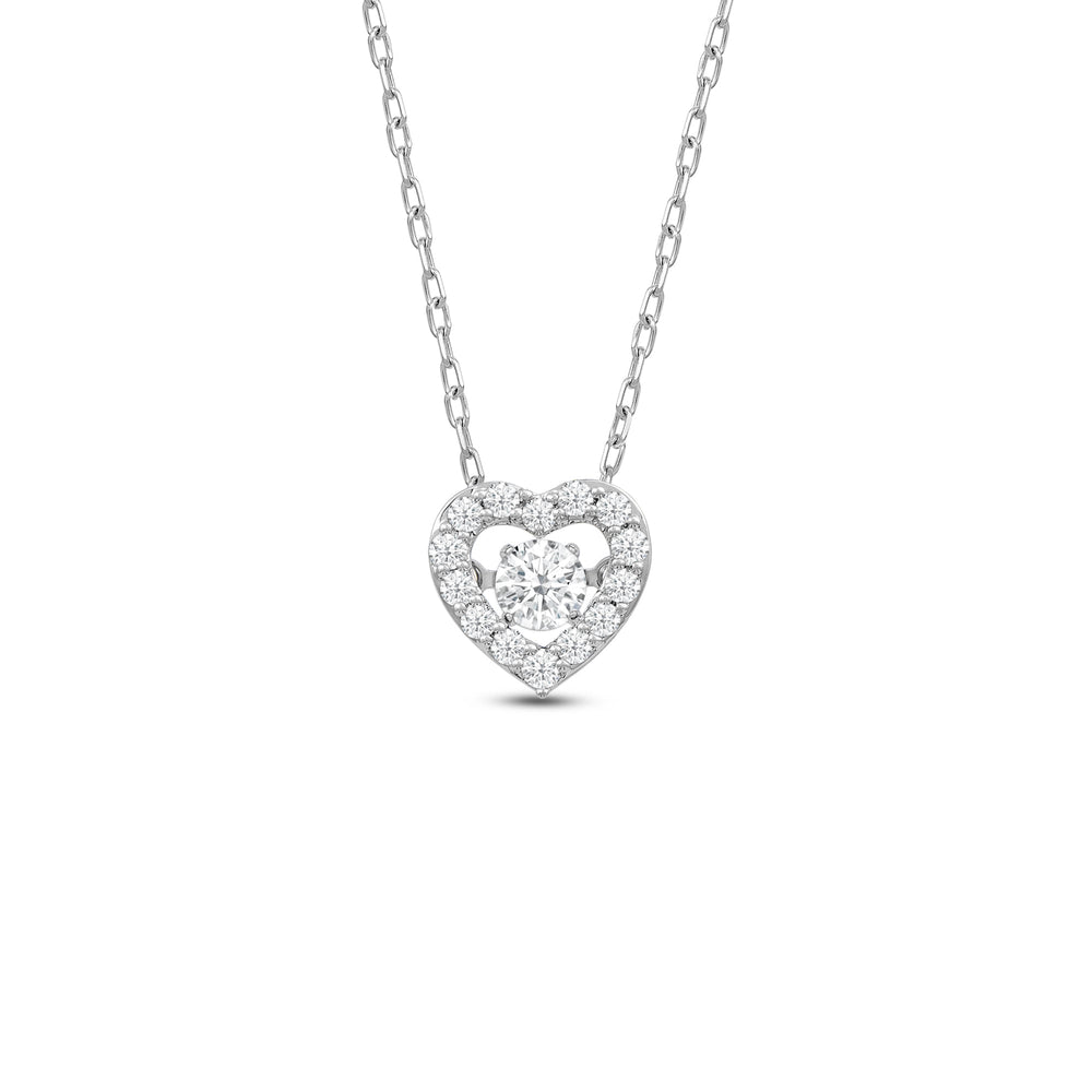 Dancing Diamonds Heart Necklace with 18KT White Gold / Lab / 1/4 Cut Diamond in 14KT White Gold / Lab / 1/4 view 1

