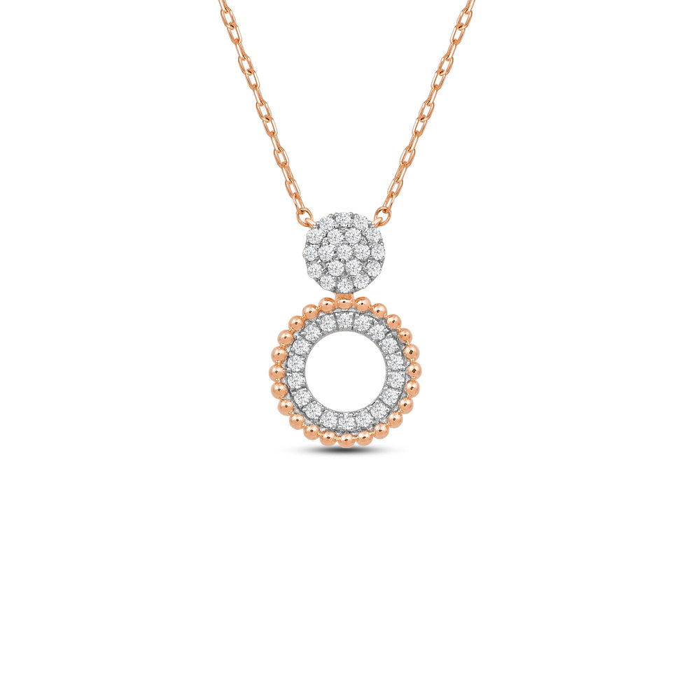 Cluster & Beads Studded Circle Necklace with 18KT Rose Gold / Lab / 1/3 Cut Diamond in 14KT Rose Gold / Lab / 1/3 view 4
