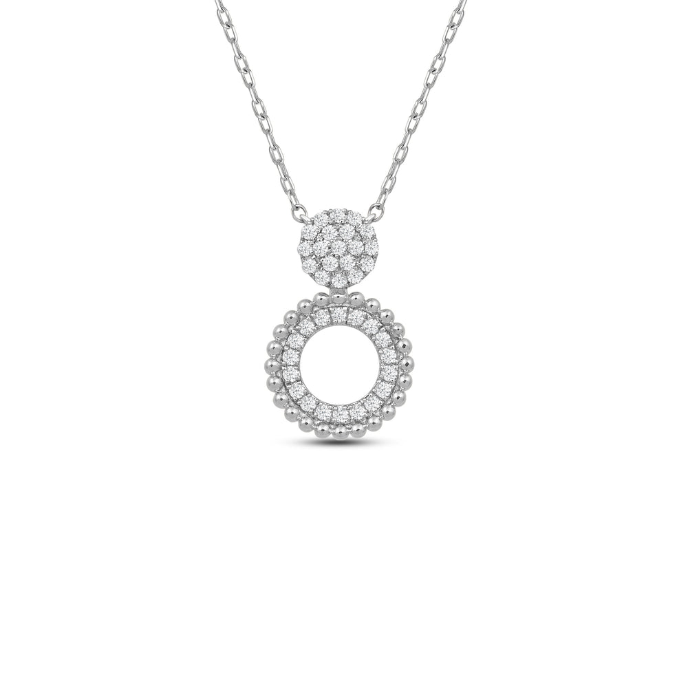 Cluster & Beads Studded Circle Necklace with 18KT White Gold / Lab / 1/3 Cut Diamond in 14KT White Gold / Lab / 1/3 view 4
