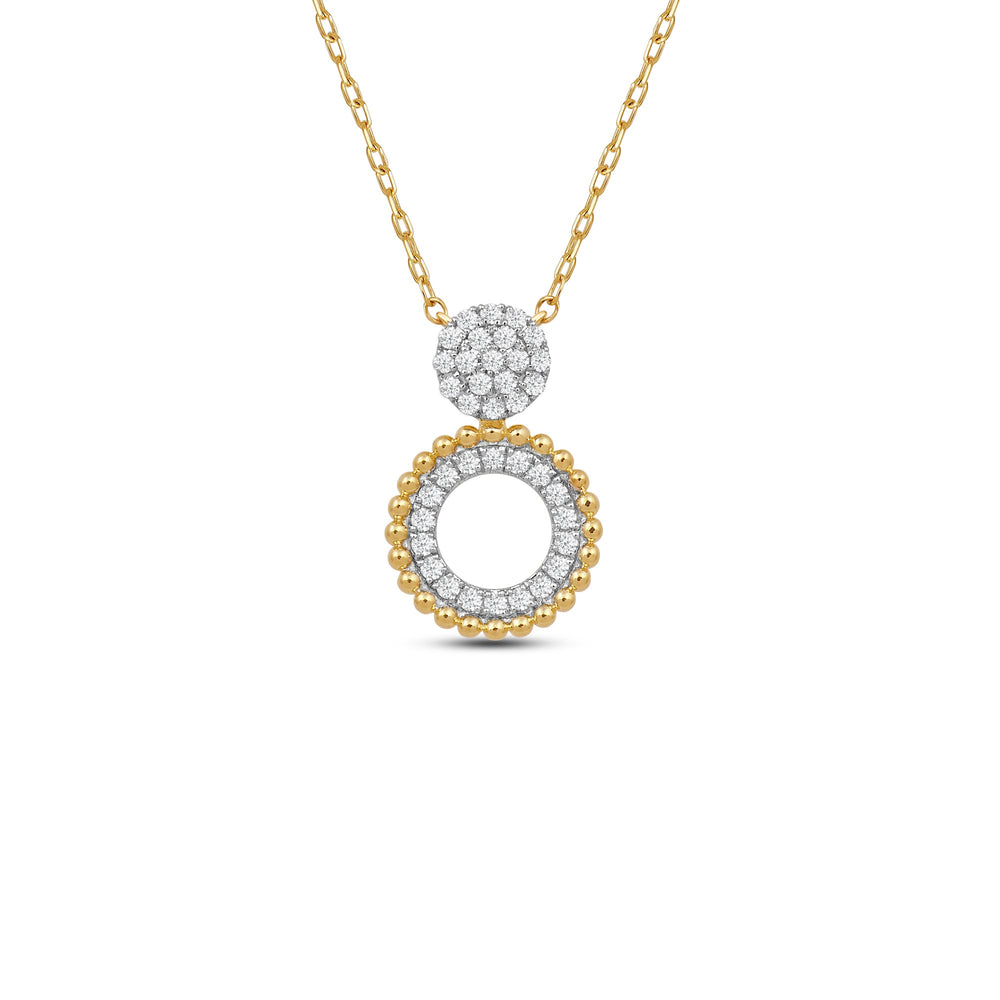 Cluster & Beads Studded Circle Necklace with 18KT Yellow Gold / Lab / 1/3 Cut Diamond in 14KT Yellow Gold / Lab / 1/3 view 1
