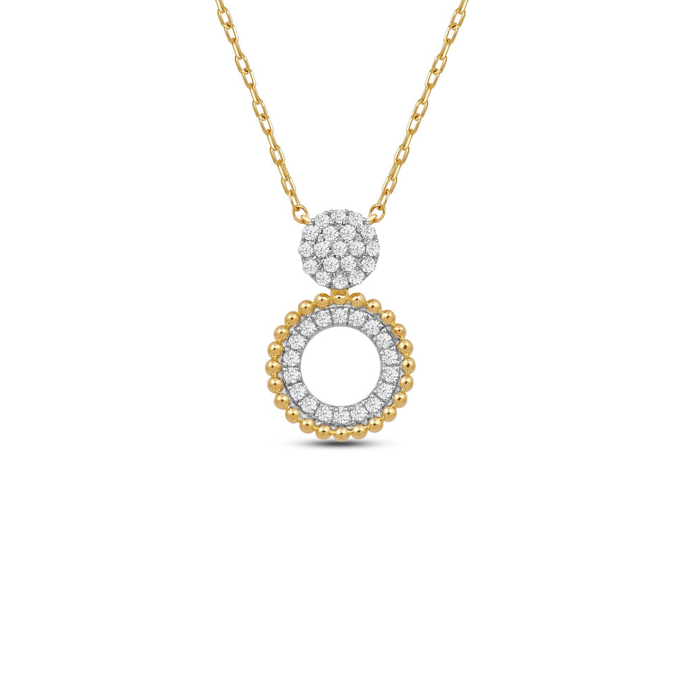 Cluster & Beads Studded Circle Necklace with 18KT Yellow Gold / Lab / 1/3 Cut Diamond in 14KT Yellow Gold / Lab / 1/3 view 4
