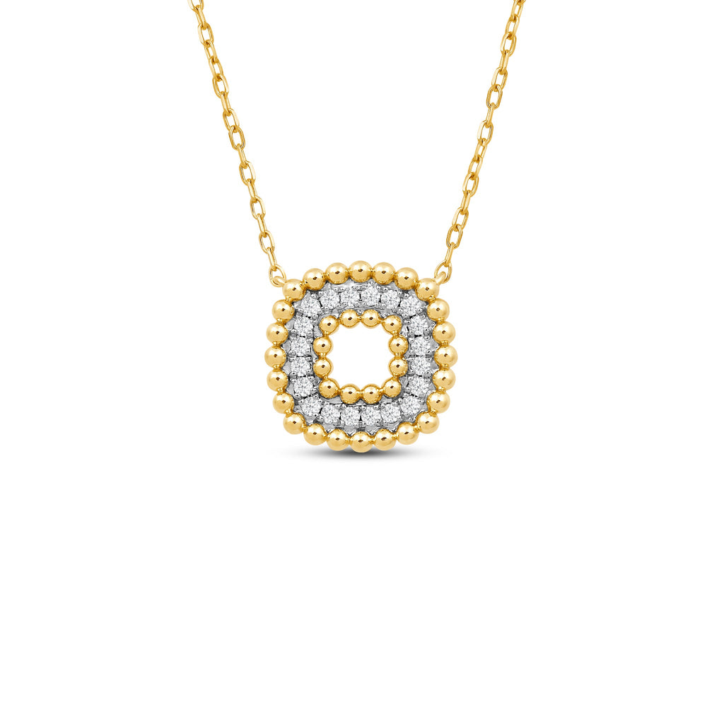 Cushion Shape Beads and Pave Diamond Necklace with 18KT Yellow Gold / Lab / 1/5 Cut Diamond in 14KT Yellow Gold / Lab / 1/5 view 1
