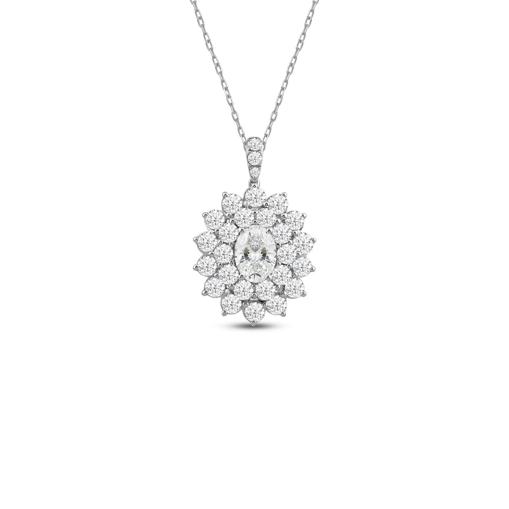 Flower Cluster Diamond Pendant with 18KT White Gold / Lab / 3 1/8 Cut Diamond in 14KT White Gold / Lab / 3 1/8 view 1
