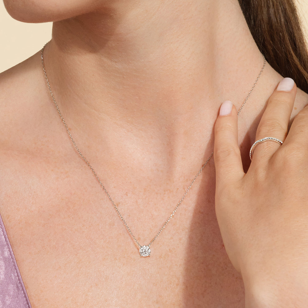 Kite Set Round Lab Created Diamond Solitaire Pendant with 18KT Rose Gold / Lab / 1/2 Cut Diamond in 14KT Rose Gold / Lab / 1/2 view 2
