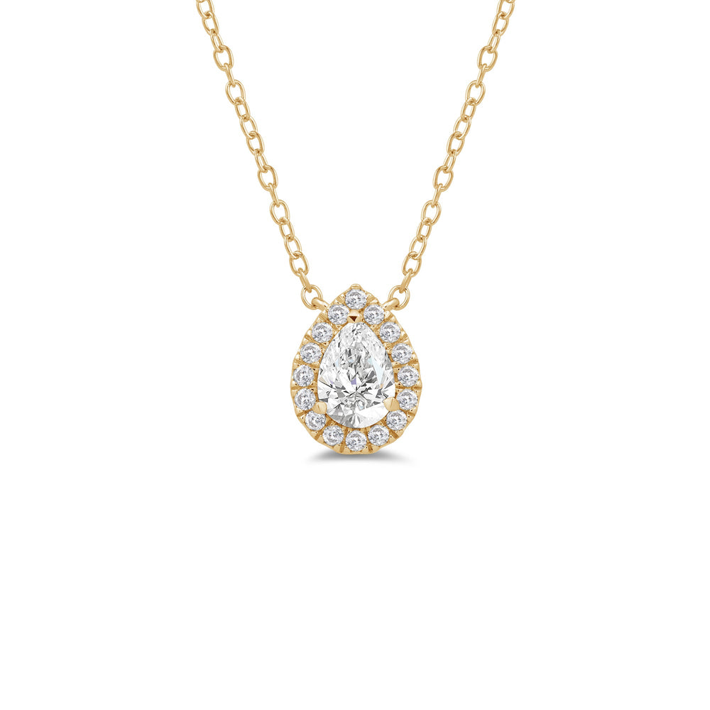 Halo Pear Lab Created Diamond Necklace with 18KT Yellow Gold / Lab / 1 1/4 Cut Diamond in 14KT Yellow Gold / Lab / 1 1/4 view 1
