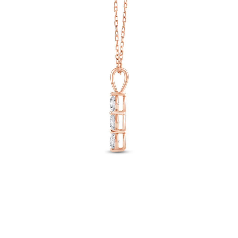 Lab Three Stone Diamond Journey Pendant with 18KT Rose Gold / Lab / 5/8 Cut Diamond in 14KT Rose Gold / Lab / 5/8 view 3
