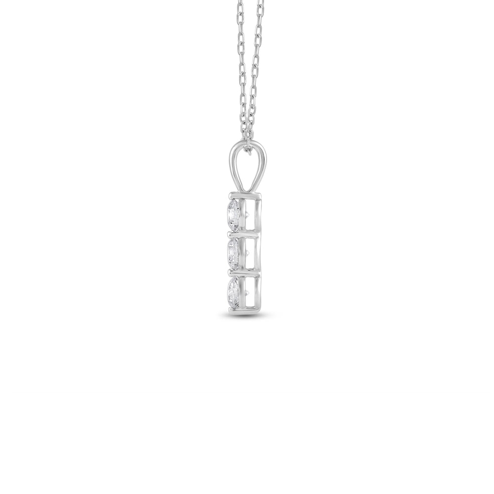 Lab Three Stone Diamond Journey Pendant with 18KT White Gold / Lab / 5/8 Cut Diamond in 14KT White Gold / Lab / 5/8 view 3
