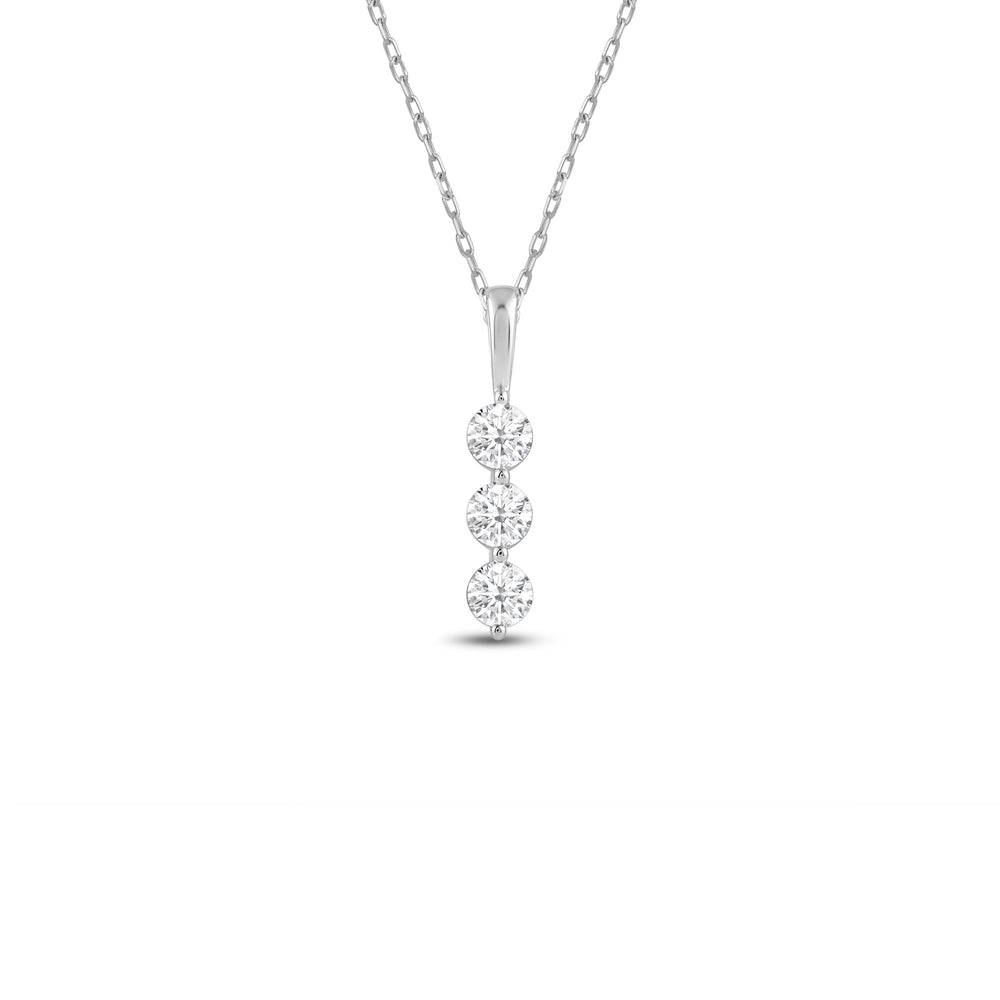 Lab Three Stone Diamond Journey Pendant with 18KT White Gold / Lab / 5/8 Cut Diamond in 14KT White Gold / Lab / 5/8 view 1
