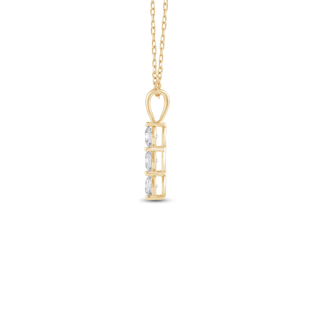 Lab Three Stone Diamond Journey Pendant with 18KT Yellow Gold / Lab / 5/8 Cut Diamond in 14KT Yellow Gold / Lab / 5/8 view 3
