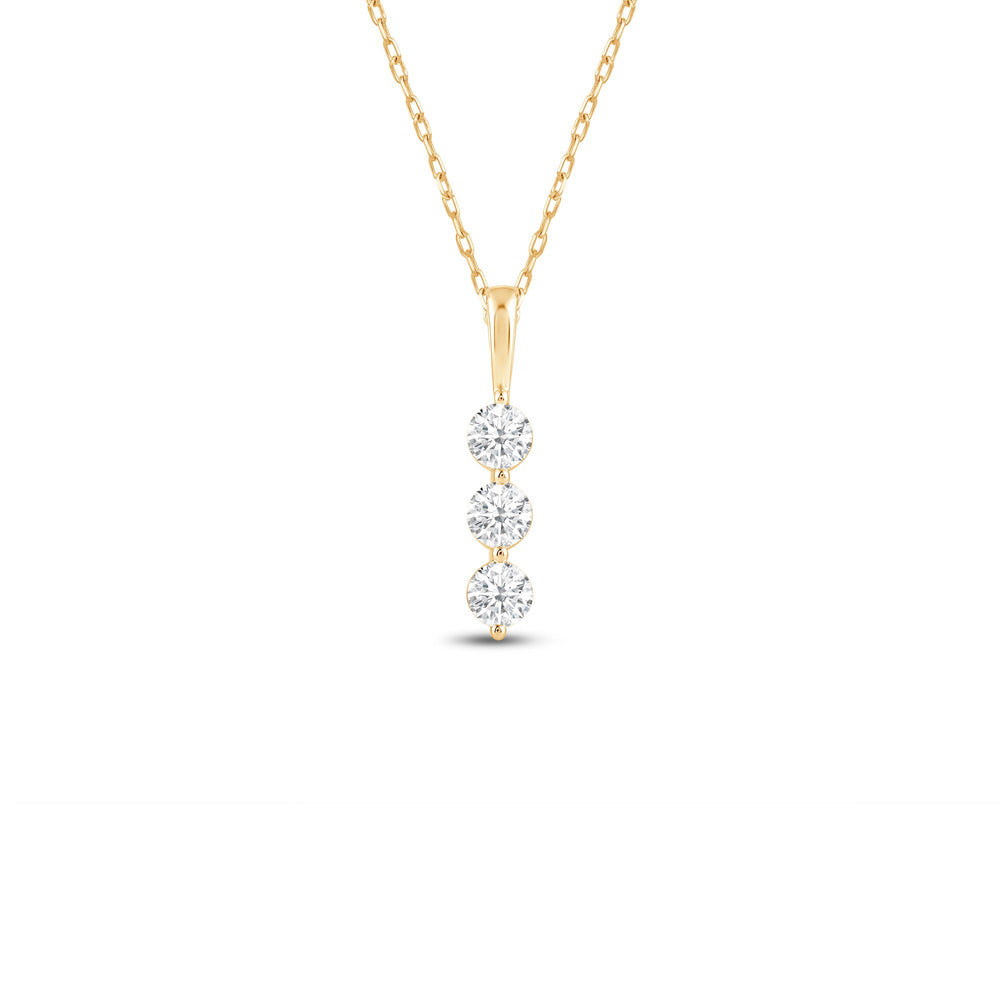 Lab Three Stone Diamond Journey Pendant with 18KT Yellow Gold / Lab / 5/8 Cut Diamond in 14KT Yellow Gold / Lab / 5/8 view 1
