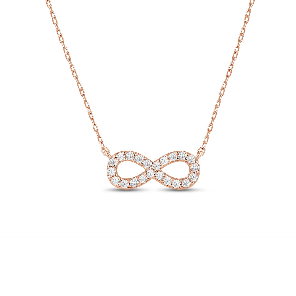 Lab Diamond Infinity Pendant with 18KT Rose Gold / Lab / 1/5 Cut Diamond in 14KT Rose Gold / Lab / 1/5 view 1
