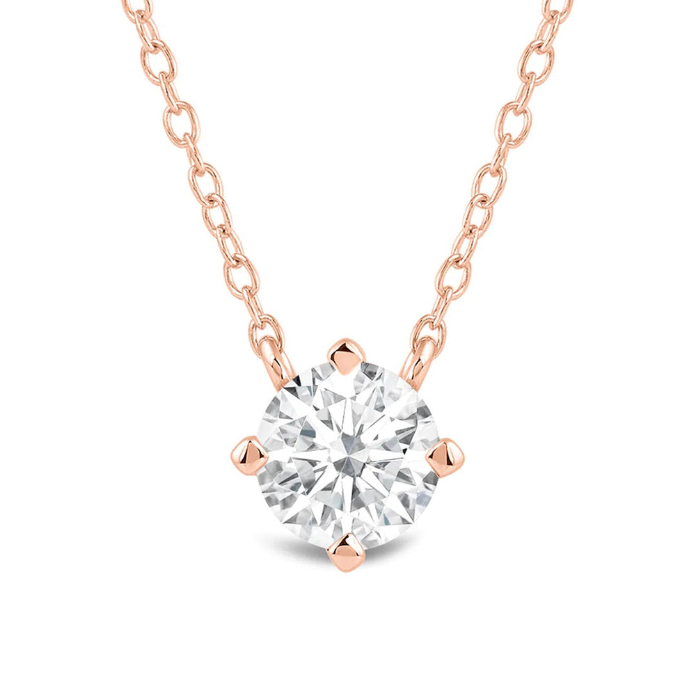 Kite Set Round Lab Created Diamond Solitaire Pendant with 18KT Rose Gold / Lab / 1 1/2 Cut Diamond in 14KT Rose Gold / Lab / 1 1/2 view 4
