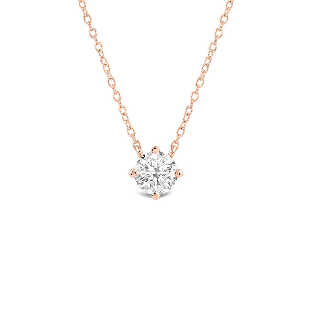 Kite Set Round Lab Created Diamond Solitaire Pendant with 18KT Rose Gold / Lab / 1 1/2 Cut Diamond in 14KT Rose Gold / Lab / 1 1/2 view 1
