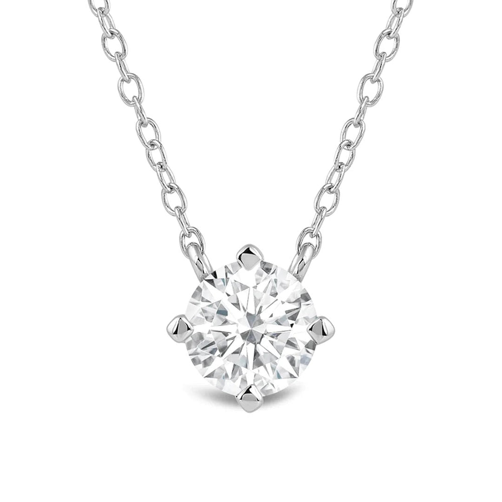 Kite Set Round Lab Created Diamond Solitaire Pendant with 18KT White Gold / Lab / 1 1/2 Cut Diamond in 14KT White Gold / Lab / 1 1/2 view 4
