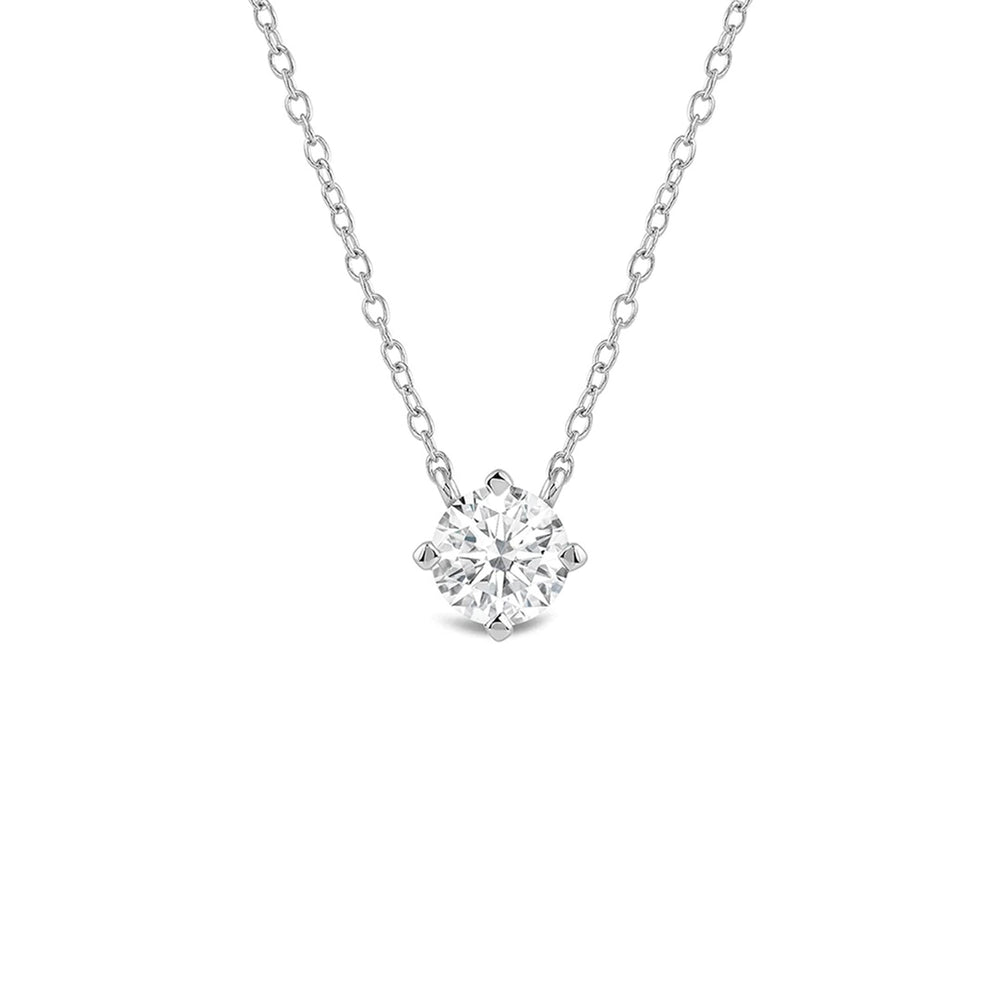 Kite Set Round Lab Created Diamond Solitaire Pendant with 18KT White Gold / Lab / 1 1/2 Cut Diamond in 14KT White Gold / Lab / 1 1/2 view 1
