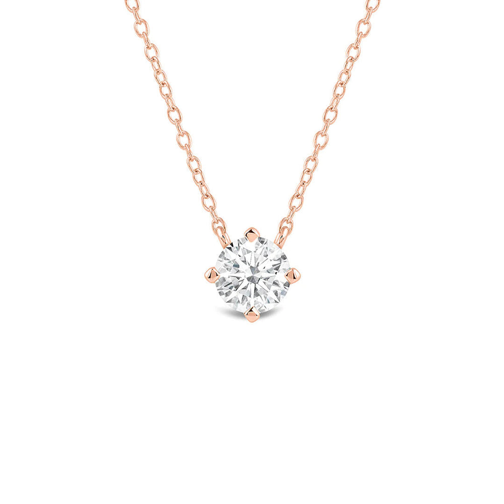 Kite Set Round Lab Created Diamond Solitaire Pendant with 18KT Rose Gold / Lab / 2 Cut Diamond in 14KT Rose Gold / Lab / 2 view 1
