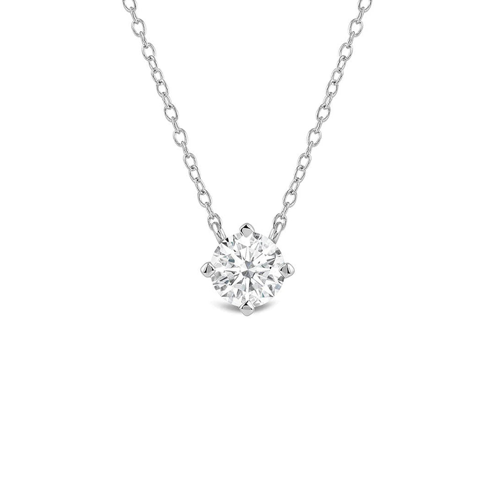 Kite Set Round Lab Created Diamond Solitaire Pendant with 18KT White Gold / Lab / 2 Cut Diamond in 14KT White Gold / Lab / 2 view 1
