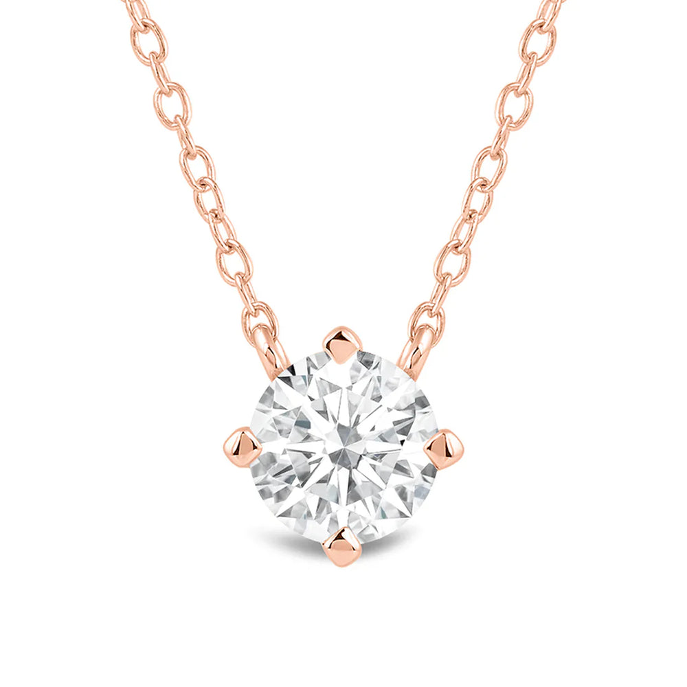 Kite Set Round Lab Created Diamond Solitaire Pendant with 18KT Rose Gold / Lab / 2 Cut Diamond in 14KT Rose Gold / Lab / 2 view 3
