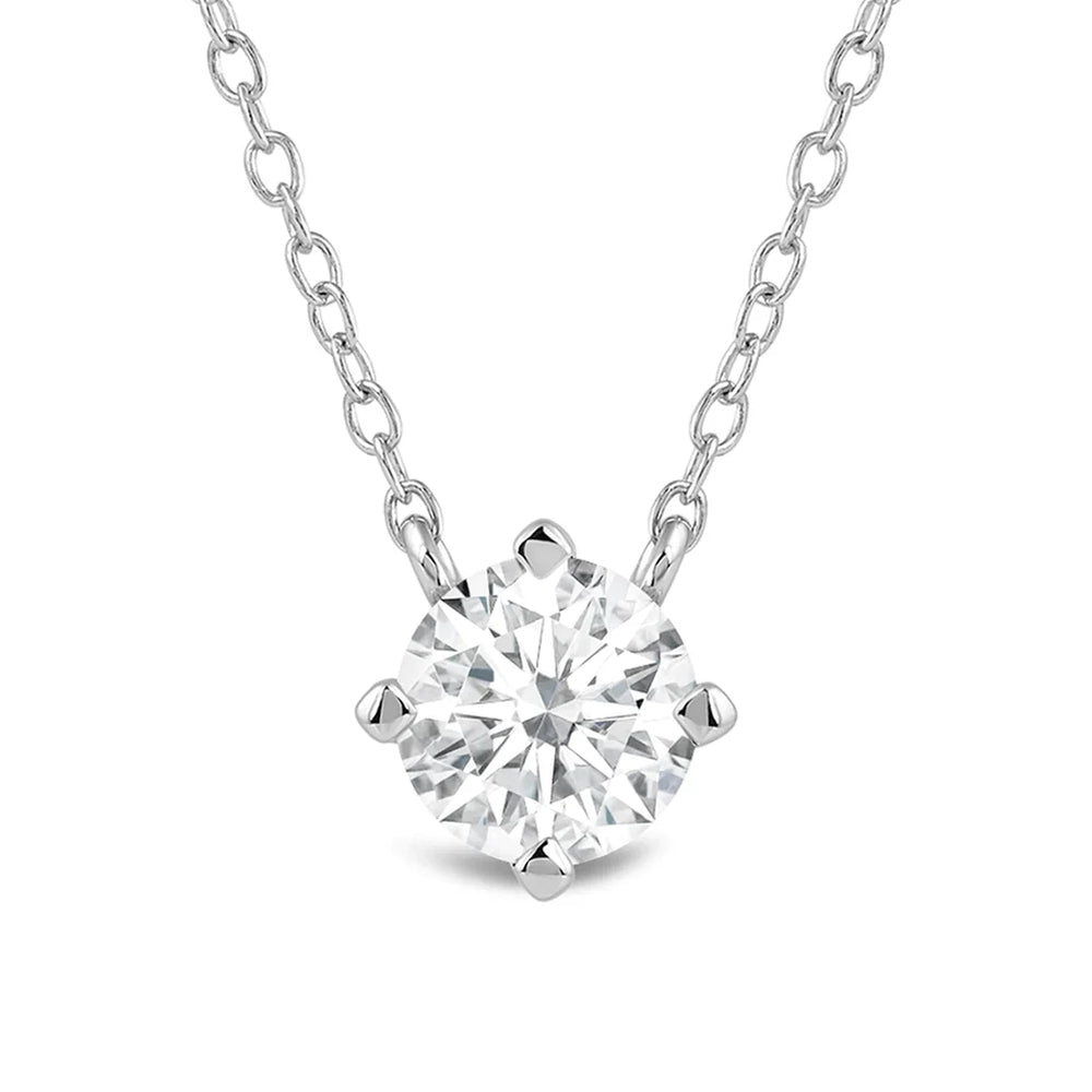 Kite Set Round Lab Created Diamond Solitaire Pendant with 18KT White Gold / Lab / 2 Cut Diamond in 14KT White Gold / Lab / 2 view 3
