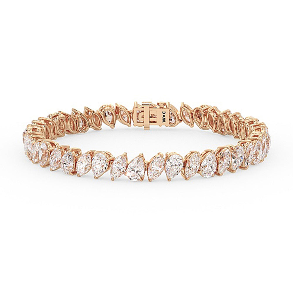 Pear and Marquise Alternating Tennis Bracelet with Lab Cut Diamond in 14KT Rose Gold view 1
