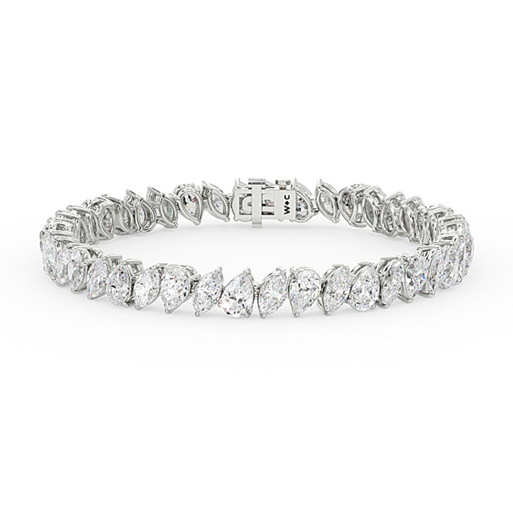 Pear and Marquise Alternating Tennis Bracelet with Lab Cut Diamond in 14KT White Gold view 1
