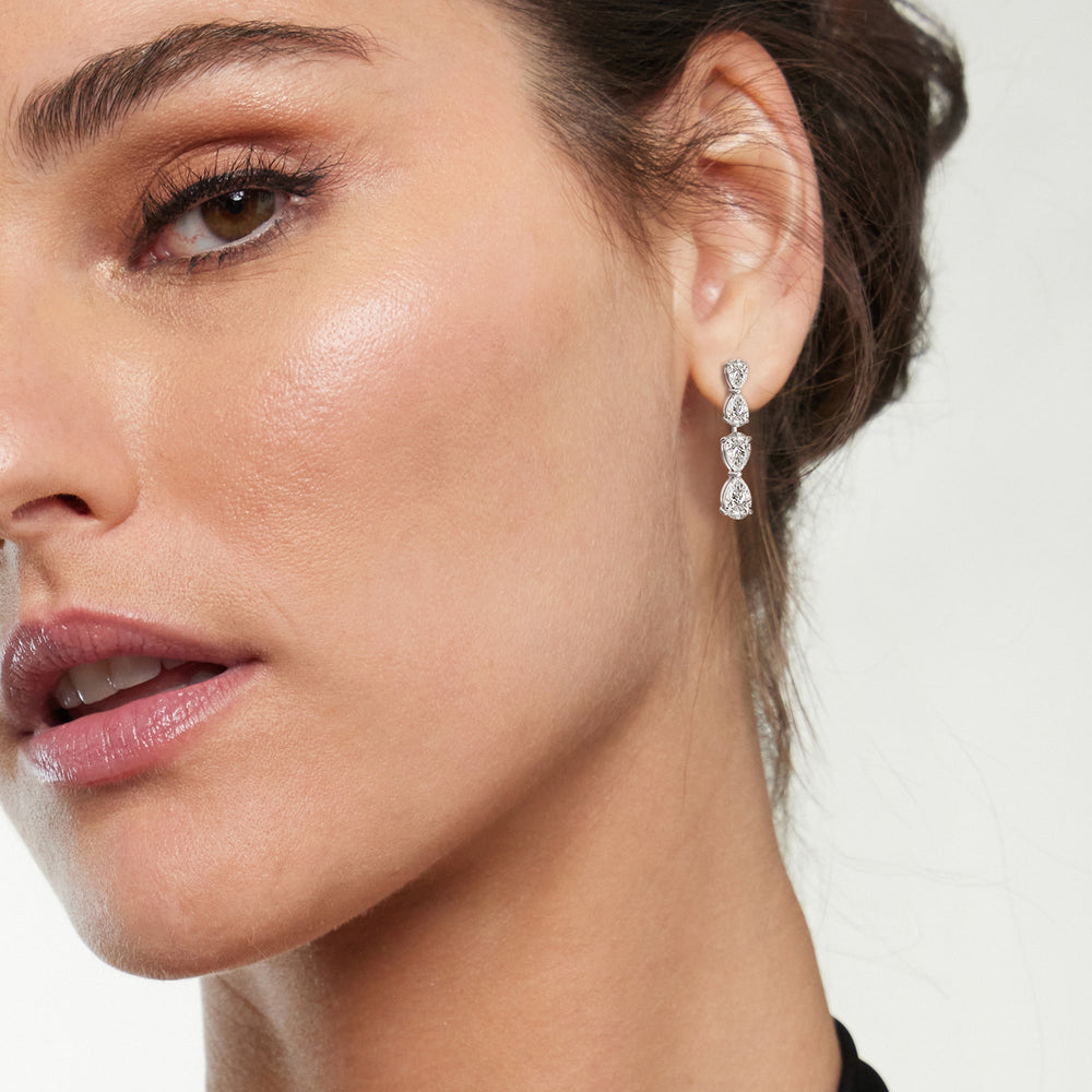 Model Wearing Twinning Pear Drop Earrings view