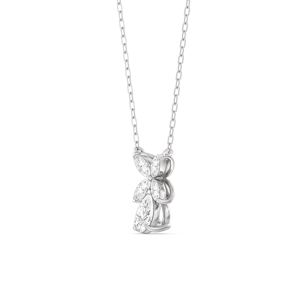 Tulip Drop Necklace with 18KT White Gold / Lab / 1 Cut Diamond in 14KT White Gold / Lab / 1 view 2
