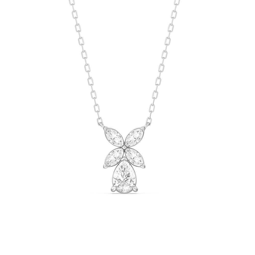 Tulip Drop Necklace with 18KT White Gold / Lab / 1 Cut Diamond in 14KT White Gold / Lab / 1 view 1
