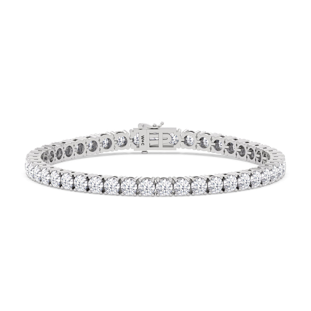 Four Prong Lab Diamond Tennis Bracelet with 10 Cut Diamond in 14KT White Gold view 1
