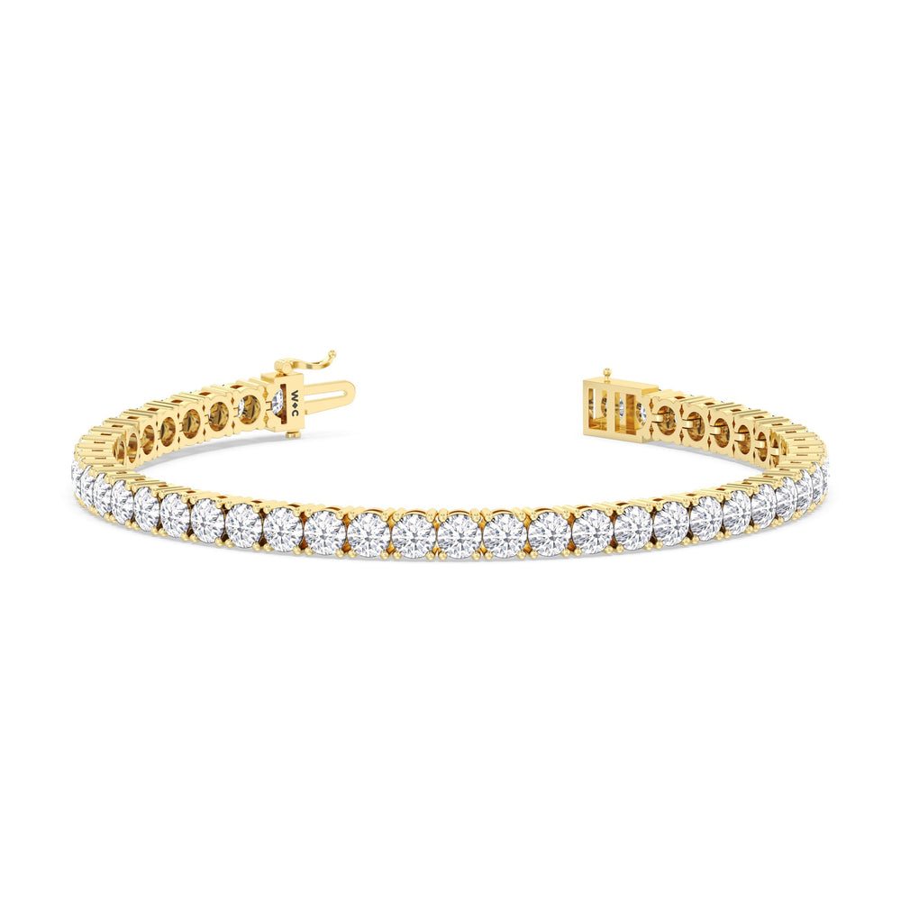 Four Prong Lab Diamond Tennis Bracelet with 10 Cut Diamond in 14KT Yellow Gold view 2
