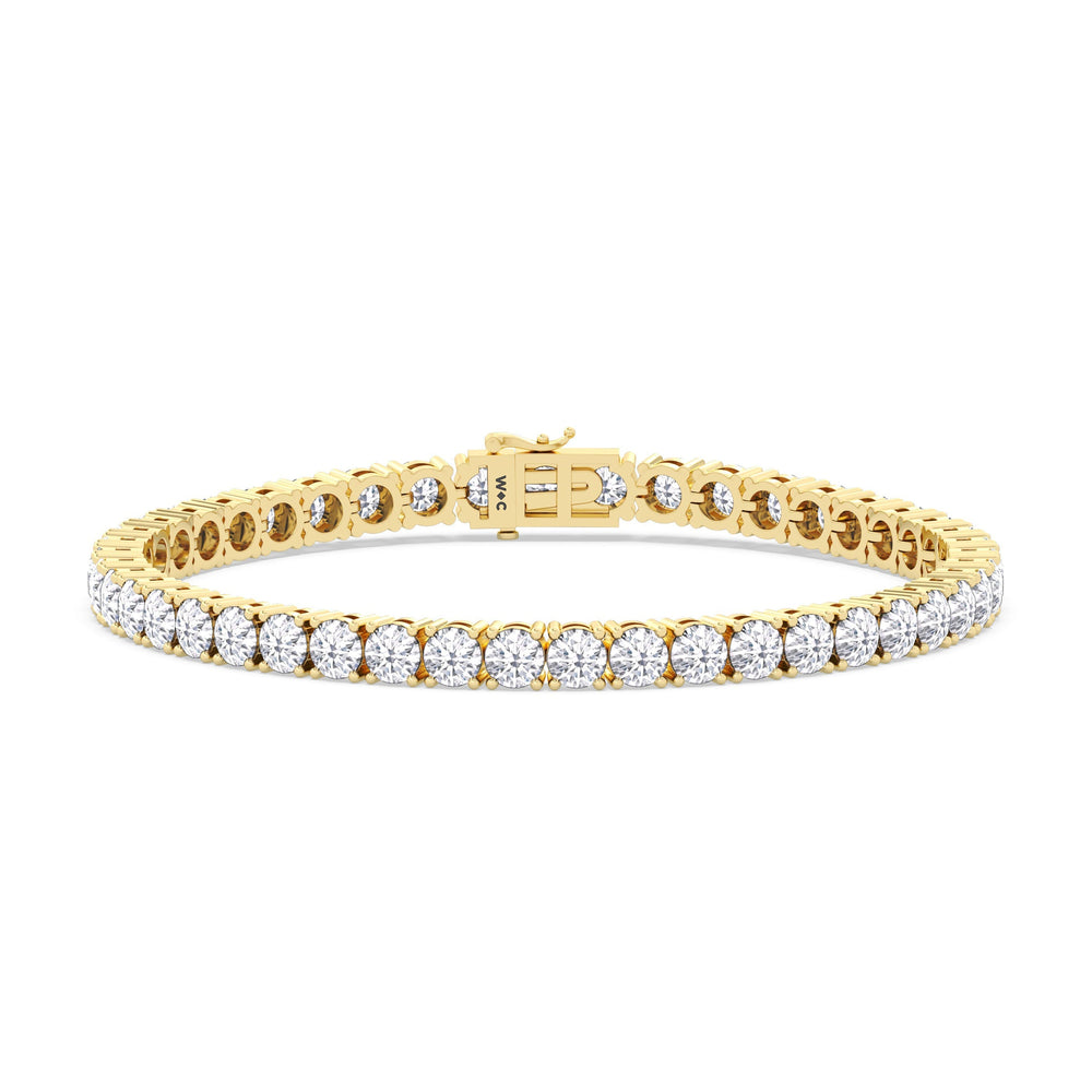 Four Prong Lab Diamond Tennis Bracelet with 10 Cut Diamond in 14KT Yellow Gold view 1

