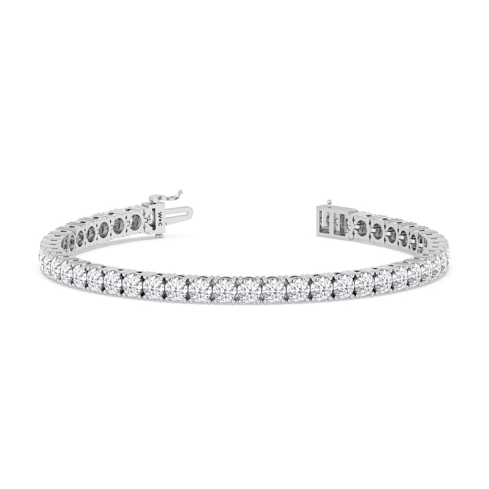 Four Prong Lab Diamond Tennis Bracelet with 10 Cut Diamond in 14KT White Gold view 2

