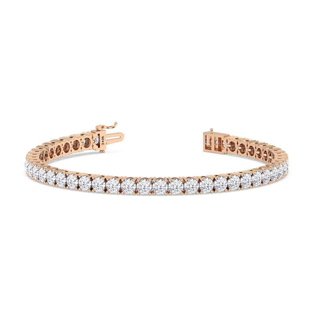 Four Prong Lab Diamond Tennis Bracelet with 10 Cut Diamond in 14KT Rose Gold view 2
