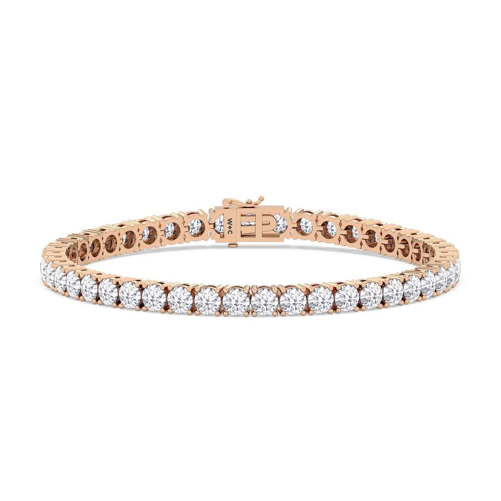 Four Prong Lab Diamond Tennis Bracelet with 10 Cut Diamond in 14KT Rose Gold view 1
