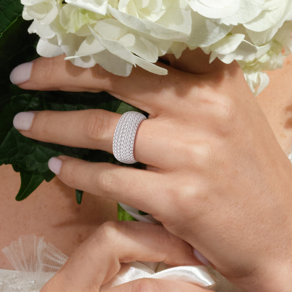 Model Wearing Elegance Midi Dome Eternity Ring view