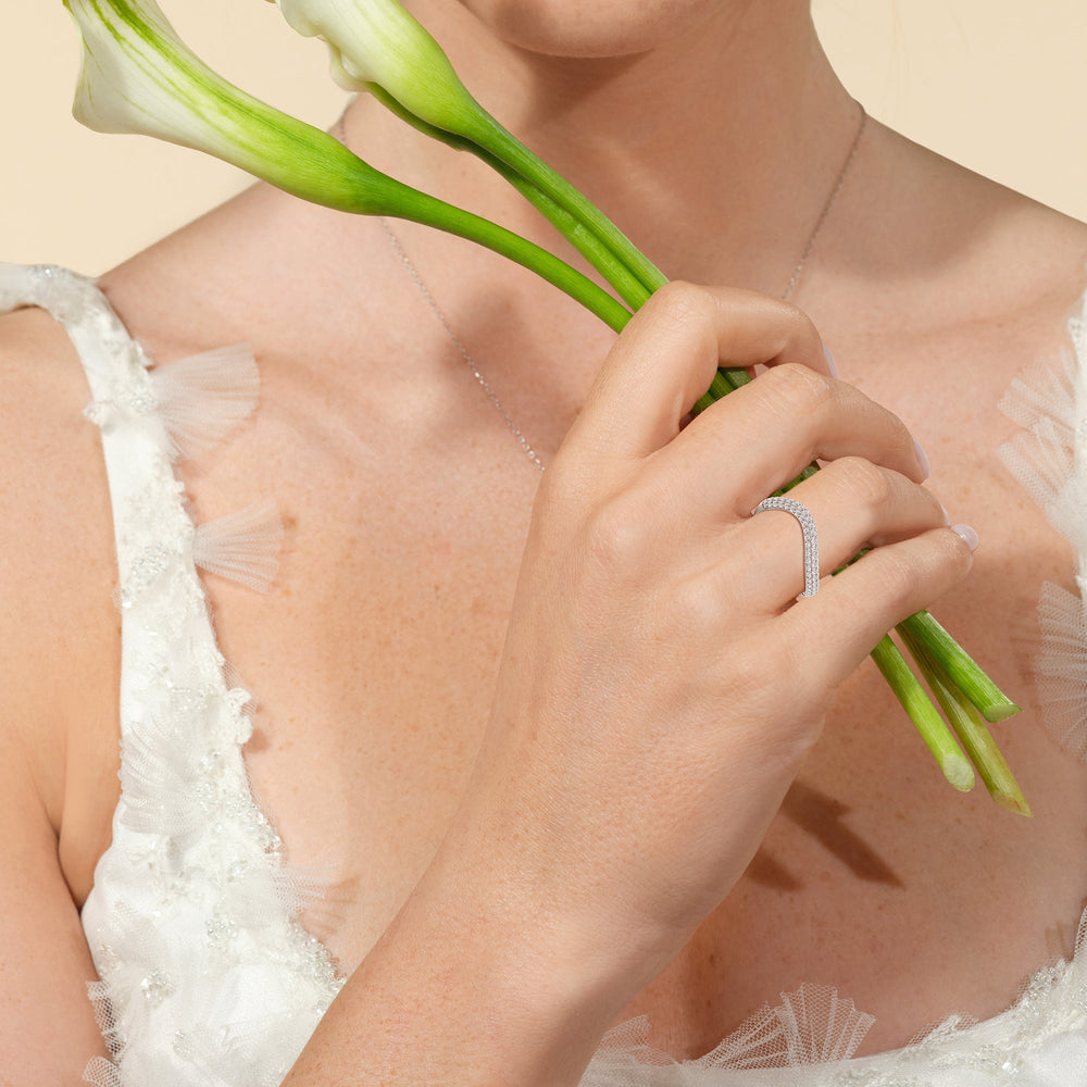 Model Wearing Elegance Curve Ring view