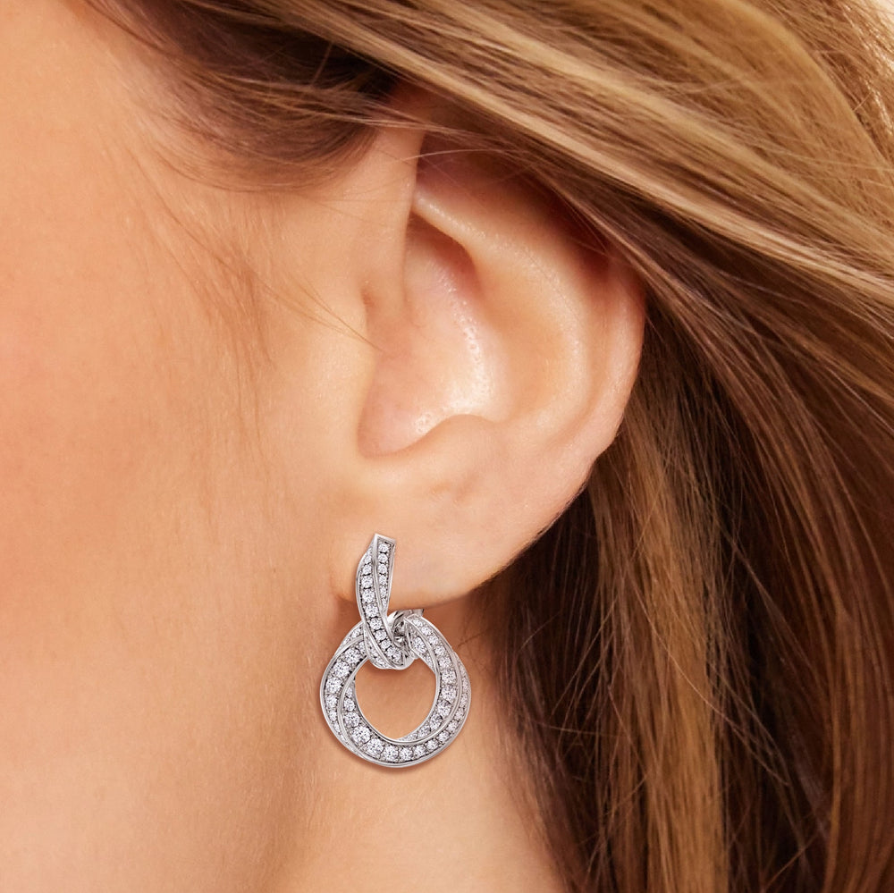 The Bond Double Link Earrings with 18KT Yellow Gold / Lab / 2 1/2 Cut Diamond in 14KT Yellow Gold / Lab / 2 1/2 view 4
