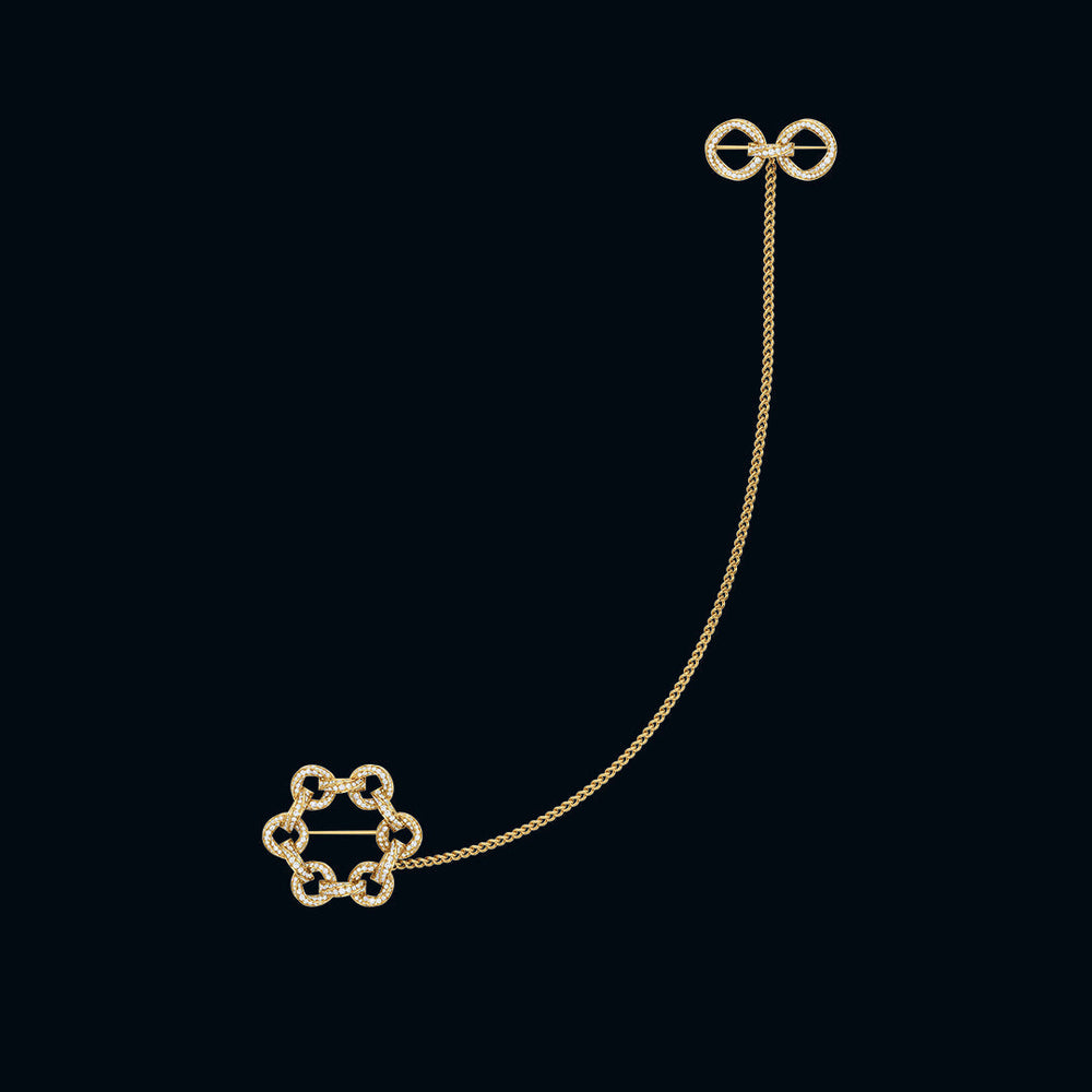 The Bond Brooch with 11 Cut Diamond in 14KT Yellow Gold view 1
