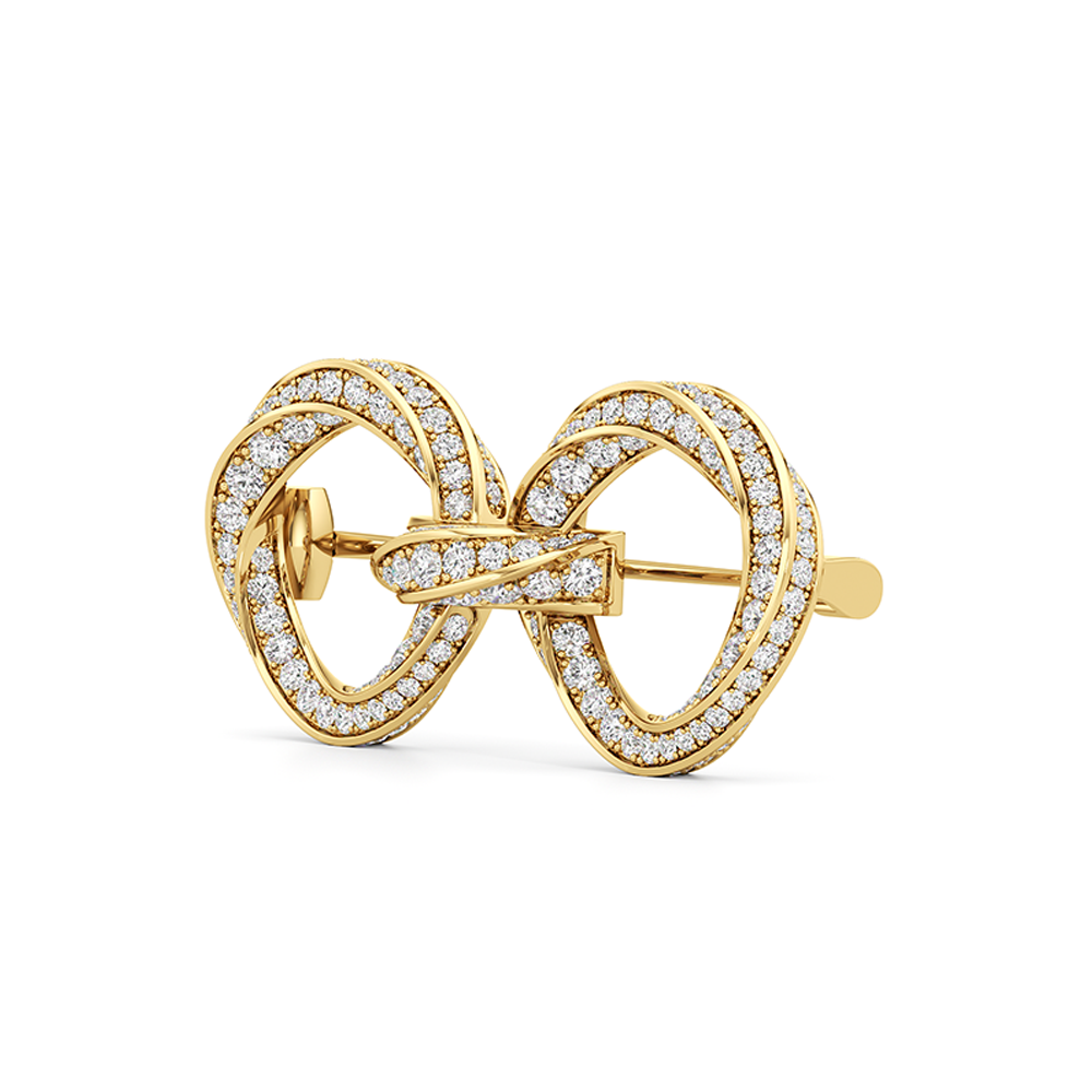 The Bond Link Brooch with 3 Cut Diamond in 14KT Yellow Gold view 3
