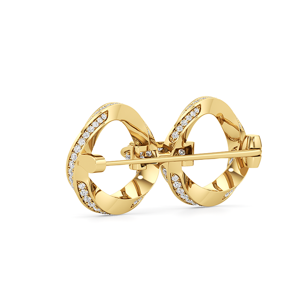 The Bond Link Brooch with 3 Cut Diamond in 14KT Yellow Gold view 4
