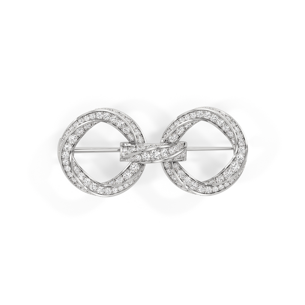 The Bond Link Brooch with 3 Cut Diamond in 14KT White Gold view 2
