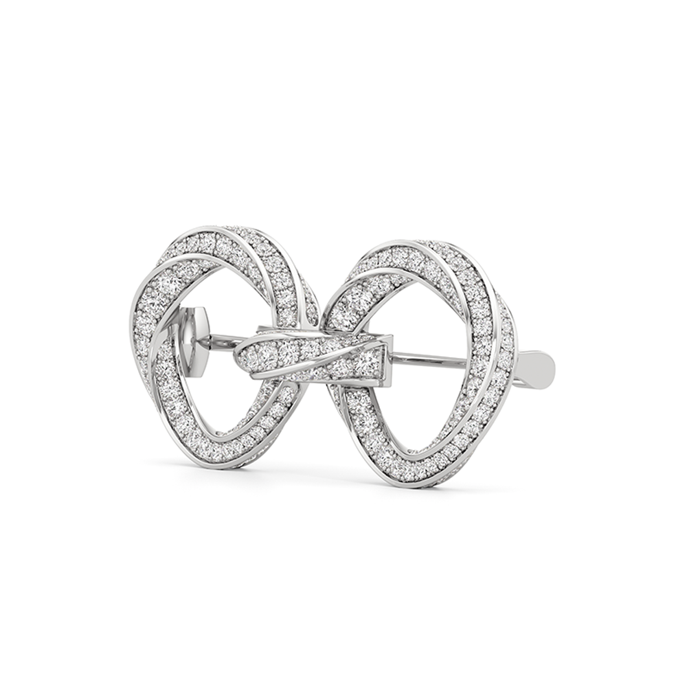 The Bond Link Brooch with 3 Cut Diamond in 14KT White Gold view 3
