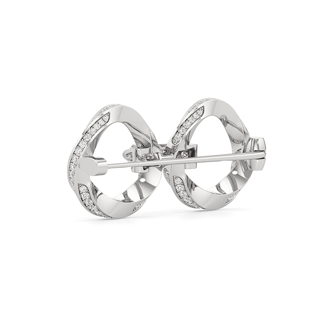 The Bond Link Brooch with 3 Cut Diamond in 14KT White Gold view 4
