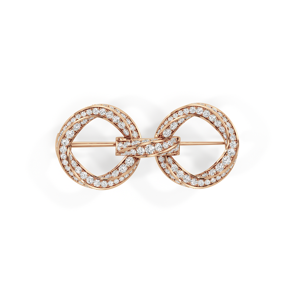 The Bond Link Brooch with 3 Cut Diamond in 14KT Rose Gold view 2
