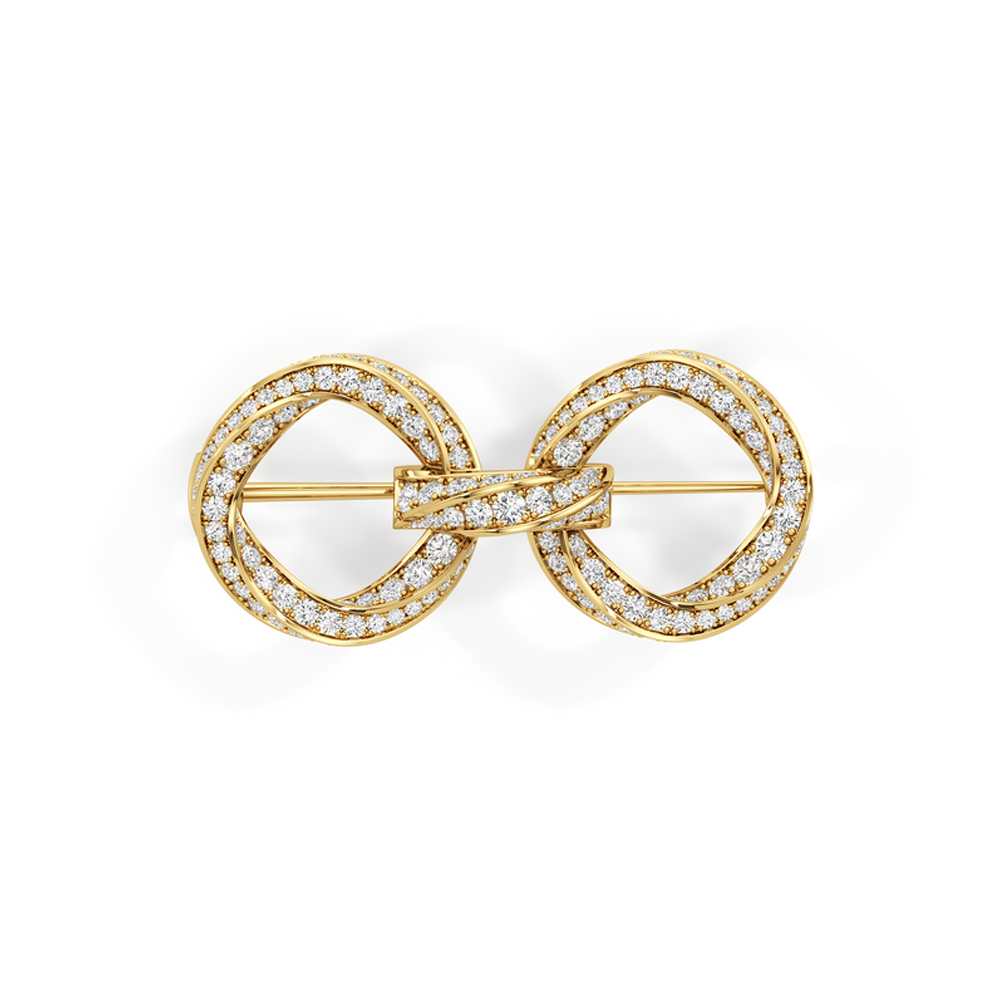 The Bond Link Brooch with 3 Cut Diamond in 14KT Yellow Gold view 2
