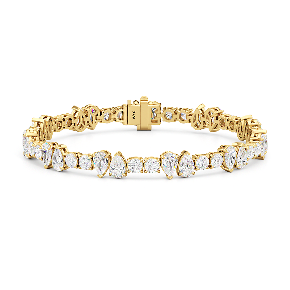 North-South Pear Sequenced Tennis Bracelet with Lab Cut Diamond in 14KT Yellow Gold view 1
