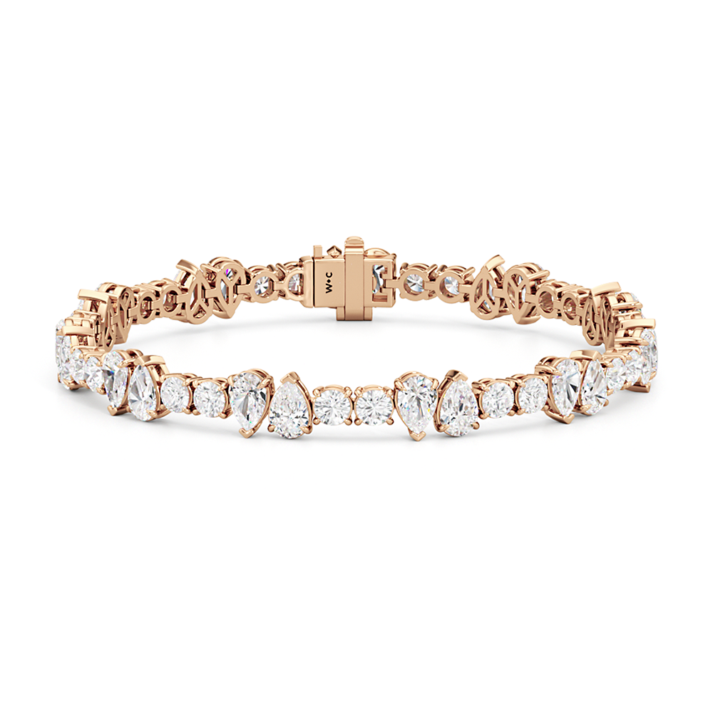 North-South Pear Sequenced Tennis Bracelet with Lab Cut Diamond in 14KT Rose Gold view 1
