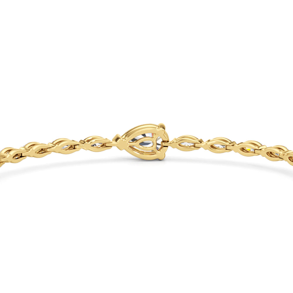 Pear with Trailing Marquise Tennis Bracelet with Lab Cut Diamond in 14KT Yellow Gold view 8
