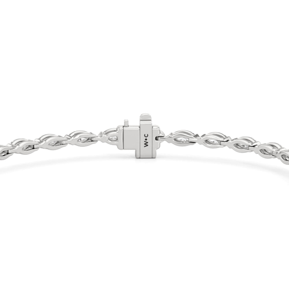 Pear with Trailing Marquise Tennis Bracelet with Lab Cut Diamond in 14KT White Gold view 7
