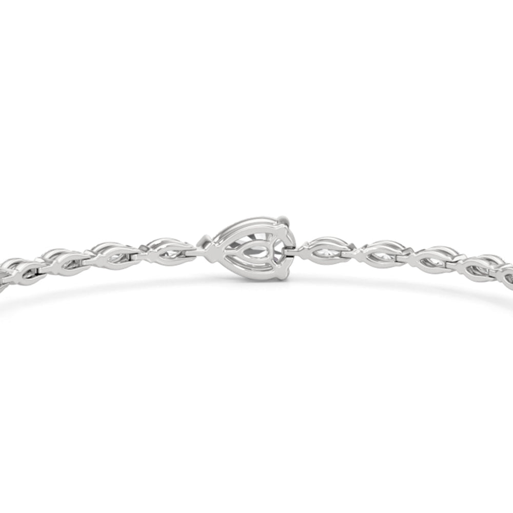 Pear with Trailing Marquise Tennis Bracelet with Lab Cut Diamond in 14KT White Gold view 8
